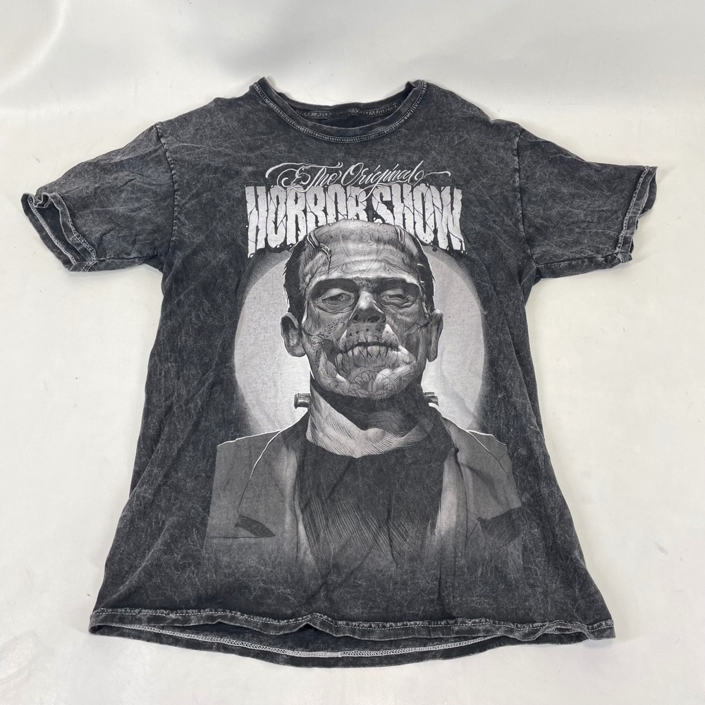 Hot Topic Universal Horror Frankenstein Maxx242 Acid Wash Graphic Tee S Black